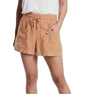 Athleta Cabo Linen Shorts 4" Size 26 Brown Pull On Elastic Waist NWT